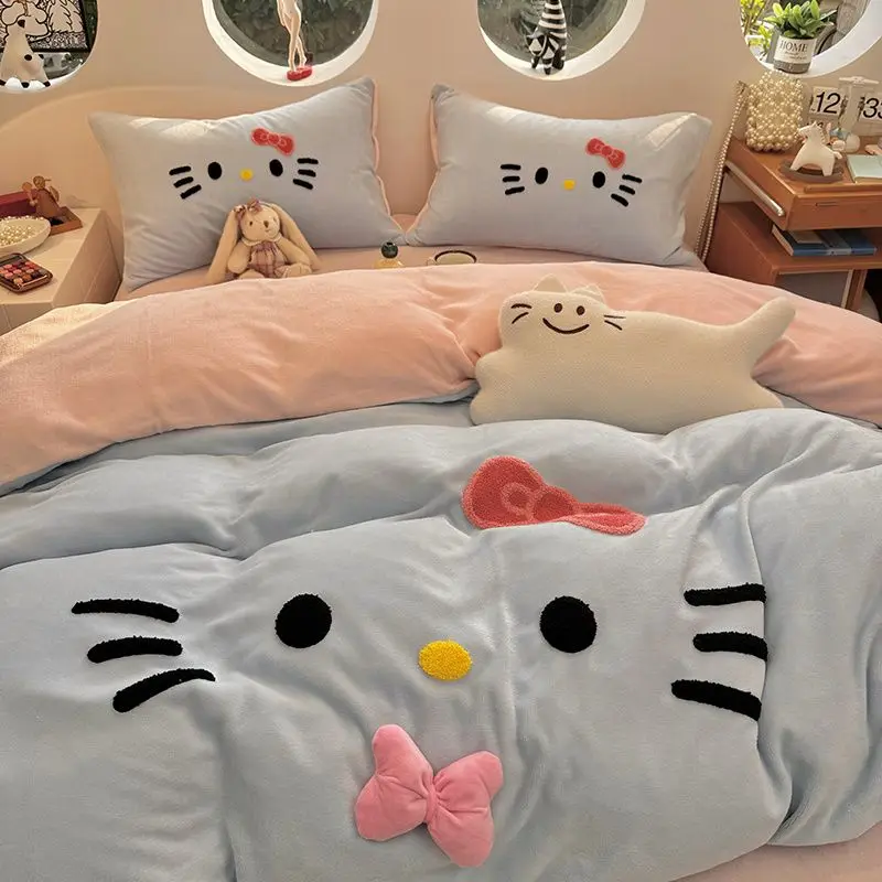 INS KT CAT Milk Fleece Bed Four-piece Set Farai Coral Fleece Quilt Cover Bed Sheet Three-piece Set
INS KT CAT Milk Fleece Bed Four-piece Set Farai Coral Fleece Quilt Cover Bed Sheet Three-piece Set