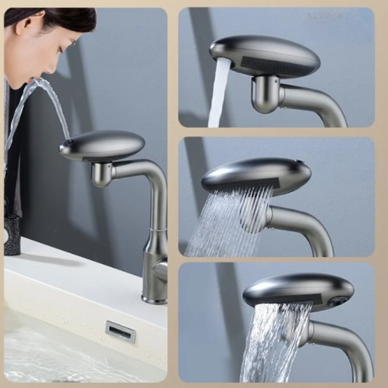 Bathroom washbasin faucet, spaceship-type rotating 4 kinds of water flow hot and cold faucets, household stainless steel faucet
Bathroom washbasin faucet, spaceship-type rotating 4 kinds of water flow hot and cold faucets, household stainless steel faucet