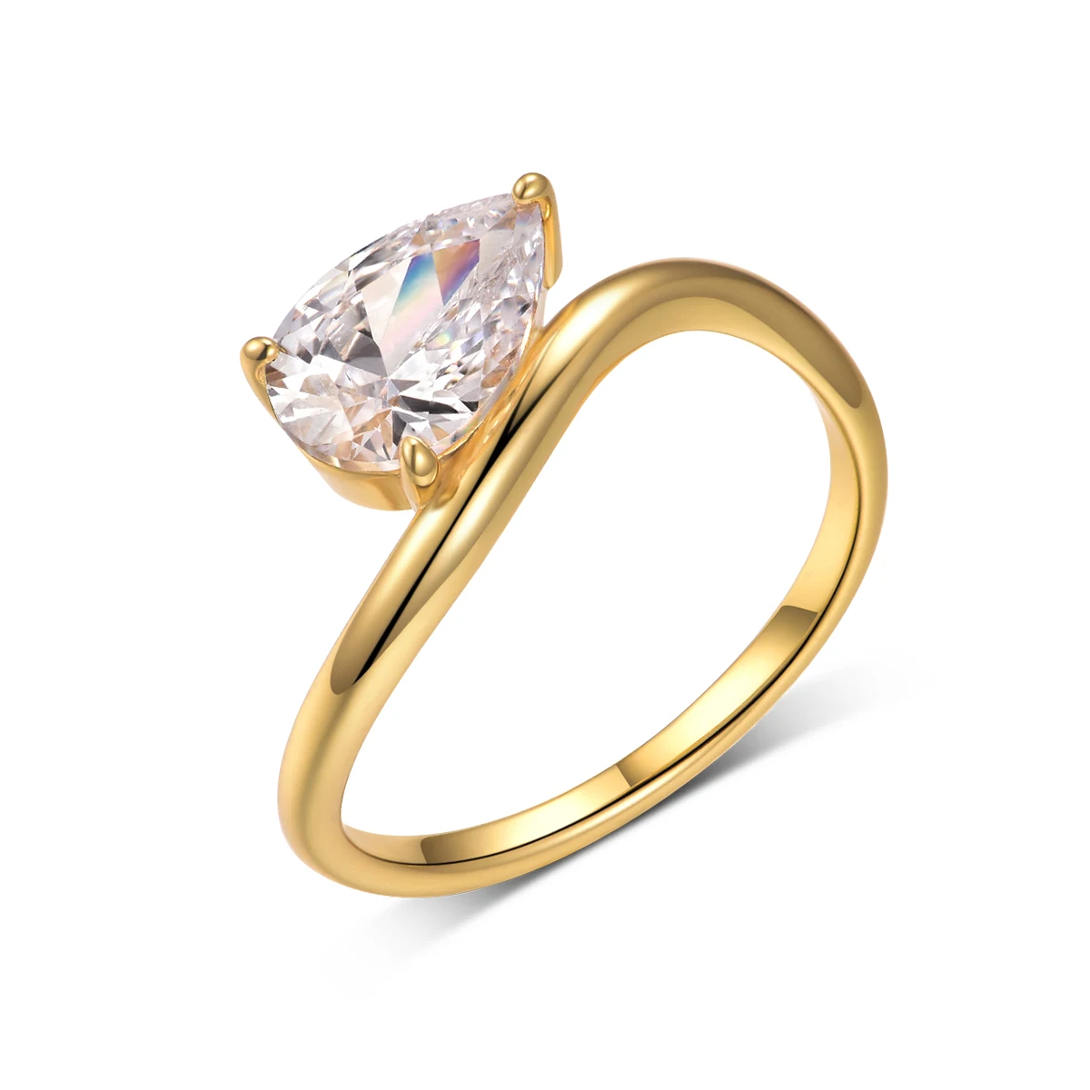Fashionable S925 Silver Plated 18K Gold Water Droplet Shaped Moissanite Women's Ring Main Stone 1.5ct/9 * 6mm For Wedding
Fashionable S925 Silver Plated 18K Gold Water Droplet Shaped Moissanite Women's Ring Main Stone 1.5ct/9 * 6mm For Wedding