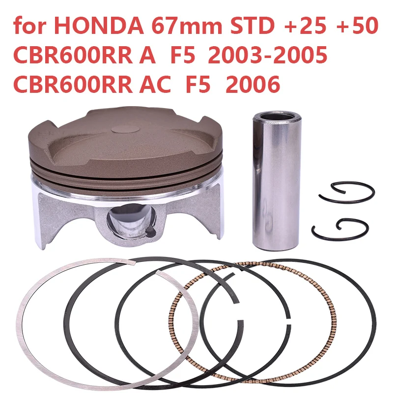 67mm STD +25 +50 Motorcycle Piston Ring Kit for Honda CBR600RR A F5 2003 2004 2005 CBR 600 AC F5 2006 Engine Accessories
67mm STD +25 +50 Motorcycle Piston Ring Kit for Honda CBR600RR A F5 2003 2004 2005 CBR 600 AC F5 2006 Engine Accessories