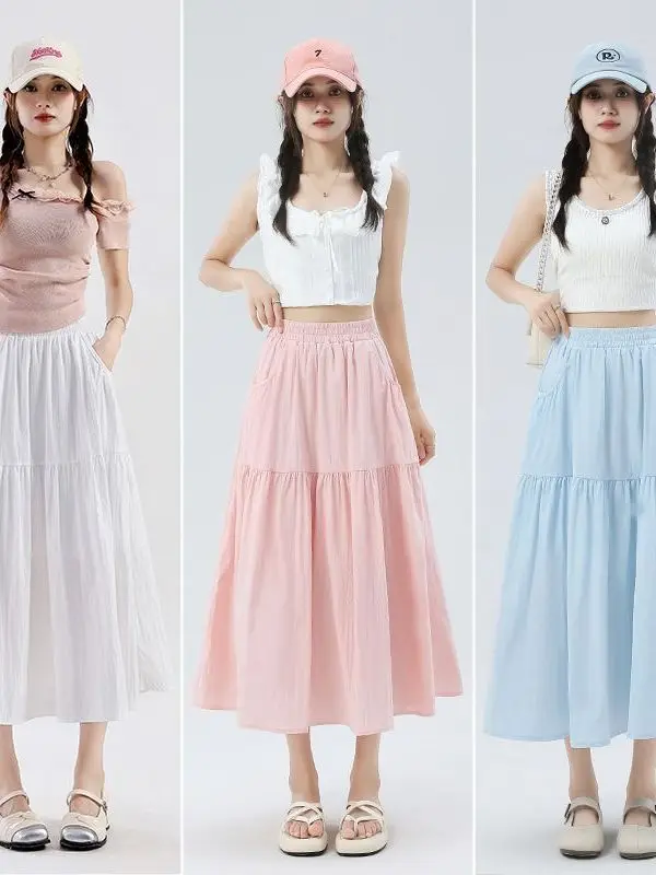 High Waist A-Line Skirt Korean Style Summer Thin Casual Slimming Design Pure Color Versatile Umbrella Skirt
High Waist A-Line Skirt Korean Style Summer Thin Casual Slimming Design Pure Color Versatile Umbrella Skirt