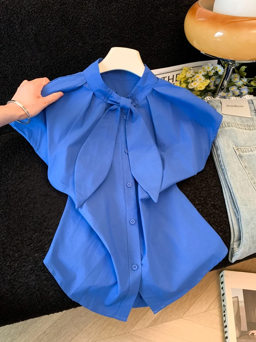 Korean Style Bow Tie Sleeveless Shirt Women Summer New Fashion Anti Aging Street Style Elegant Beautiful Small Shirt
Korean Style Bow Tie Sleeveless Shirt Women Summer New Fashion Anti Aging Street Style Elegant Beautiful Small Shirt