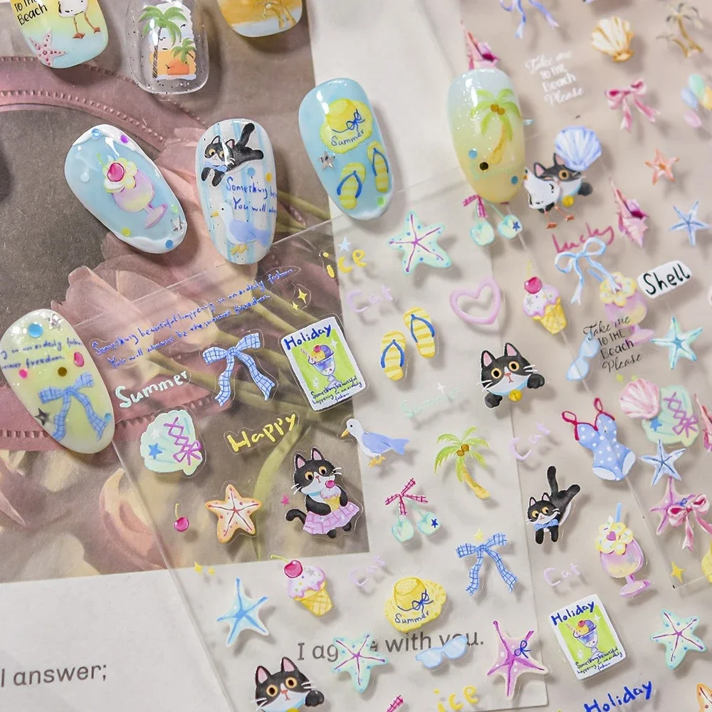 Summer Beach Bikini Kitten Sandals Ice Cream Shell Conch Starfish Cat Duck Watermelon Nail Art Decoration Sticker Manicure Decal
Summer Beach Bikini Kitten Sandals Ice Cream Shell Conch Starfish Cat Duck Watermelon Nail Art Decoration Sticker Manicure Decal