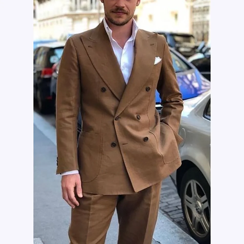 Brown Men's Suits Chic Double Breasted Peak Lapel Elegant Man Set 2 Piece Daily Trip Party Fashion Suit Customized Slim Fit
Brown Men's Suits Chic Double Breasted Peak Lapel Elegant Man Set 2 Piece Daily Trip Party Fashion Suit Customized Slim Fit