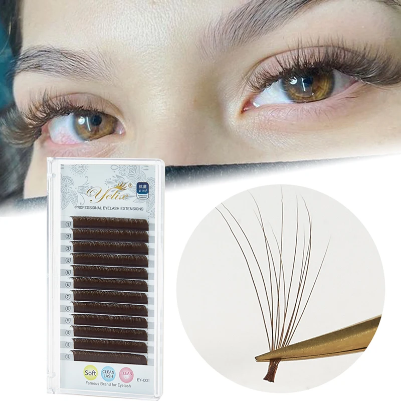 Yelix Dark Brown Easy Fan Eyelash Extension C/D Curl Mix 8-15mm Individual Ombre Eyelash Lashes High Quality Blooming Lashes
Yelix Dark Brown Easy Fan Eyelash Extension C/D Curl Mix 8-15mm Individual Ombre Eyelash Lashes High Quality Blooming Lashes