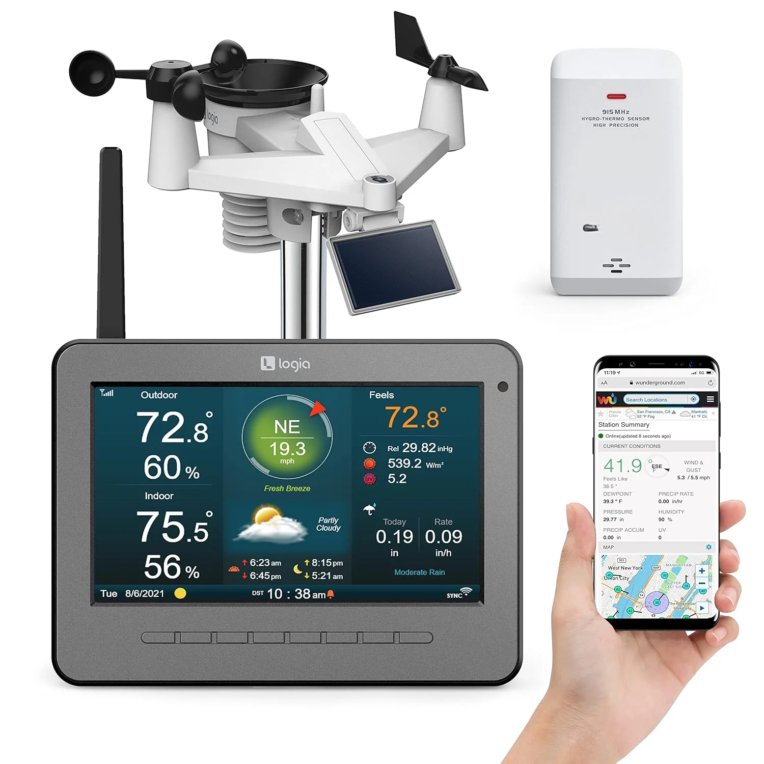 7-in-1 Wireless Self-Charging Weather Station with Wi-Fi®, Solar Cell & 7” HD Color Display Console | Measures Temperature
7-in-1 Wireless Self-Charging Weather Station with Wi-Fi®, Solar Cell & 7” HD Color Display Console | Measures Temperature