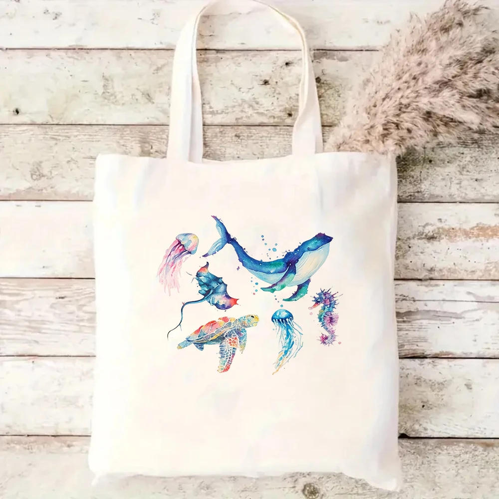 Watercolor Marine Life Canvas Shopping Bag Aesthetic Seahorse Stingray Graphic Literary Eco Friendly Travel Shoulder Tote Bag
Watercolor Marine Life Canvas Shopping Bag Aesthetic Seahorse Stingray Graphic Literary Eco Friendly Travel Shoulder Tote Bag