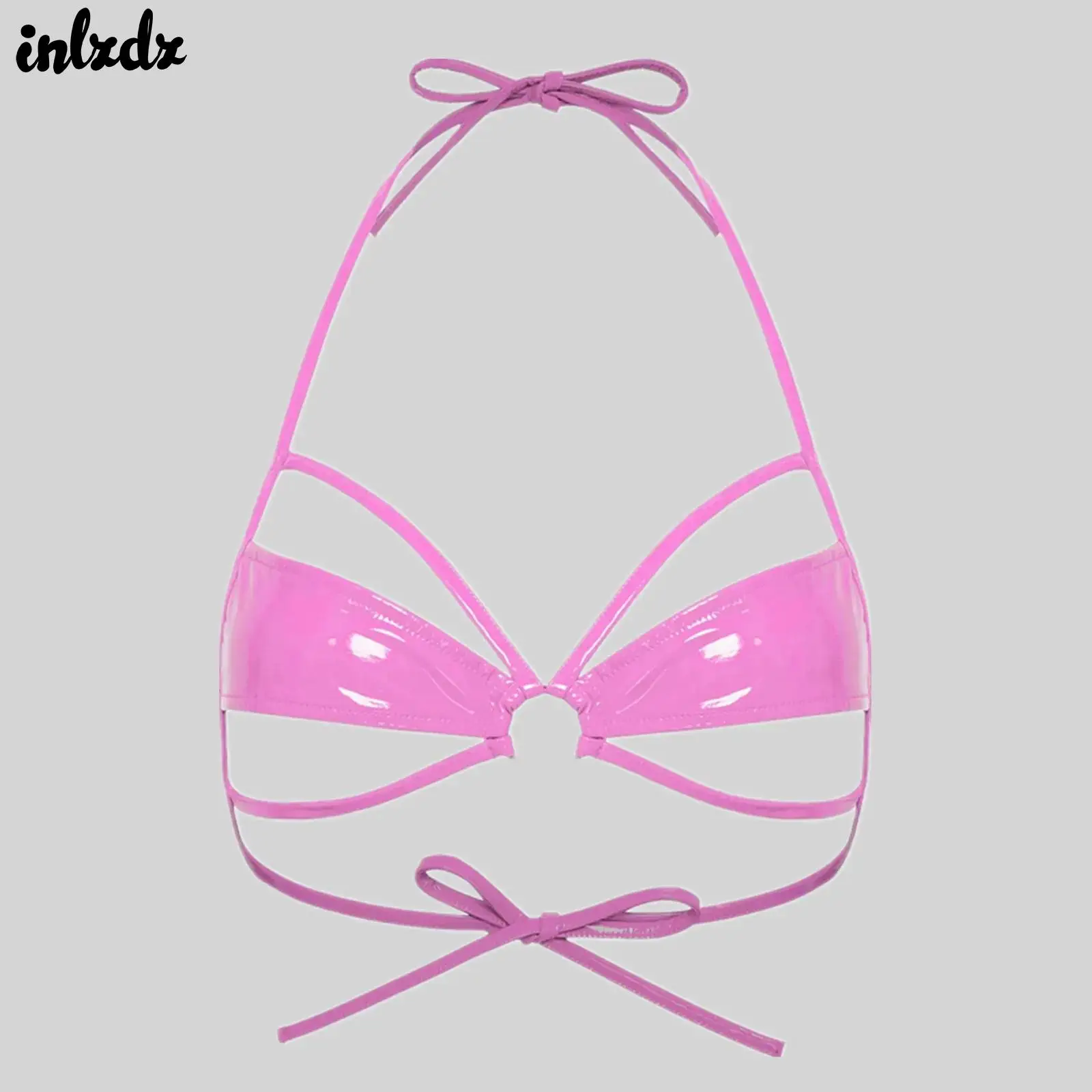 Womens Halter Hollow Out Mini Cup Brassiere Lingerie Wet Look Mini Micro Bra Tops O-ring Linked Wireless Bralette Lace-up Bra
Womens Halter Hollow Out Mini Cup Brassiere Lingerie Wet Look Mini Micro Bra Tops O-ring Linked Wireless Bralette Lace-up Bra