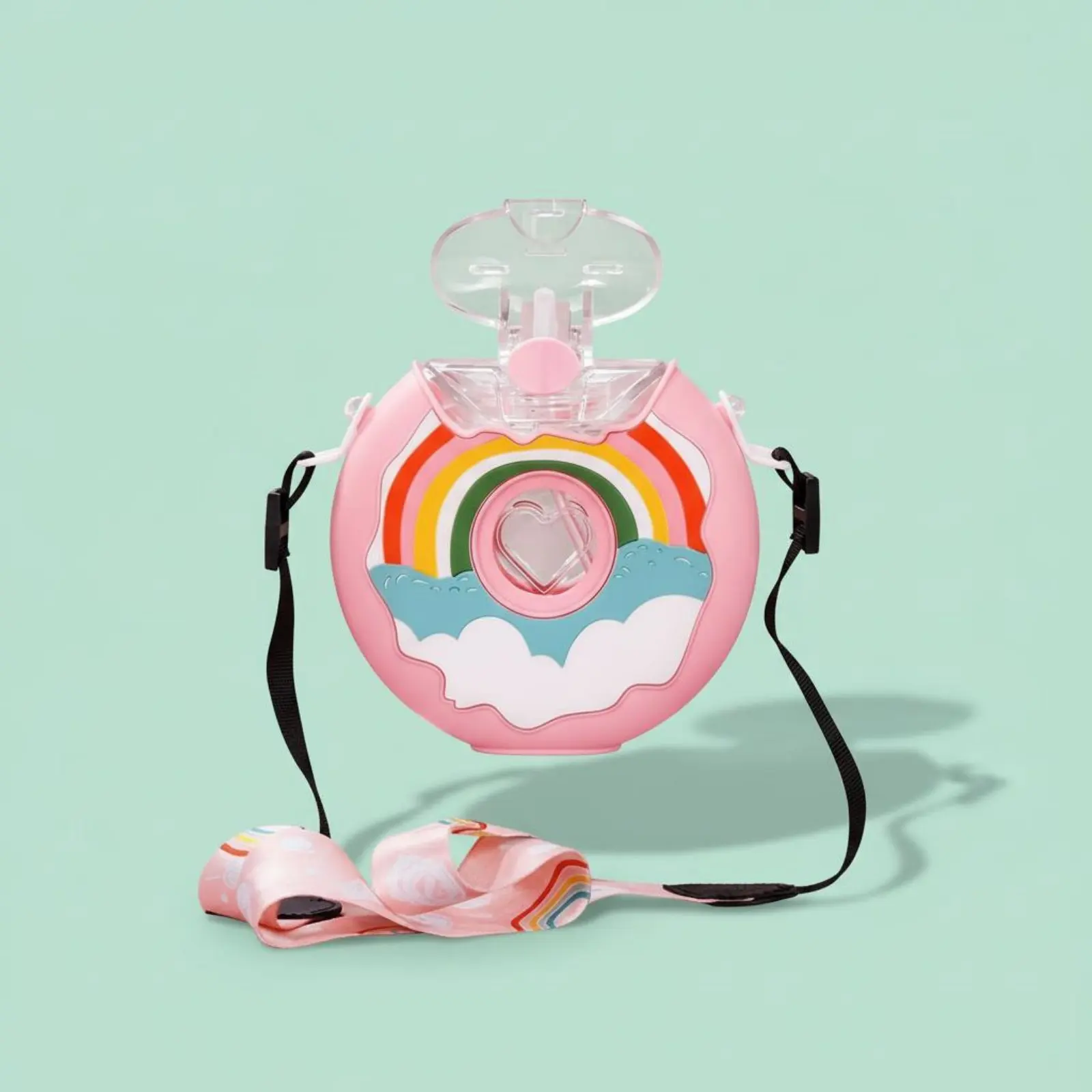 Donut Water Bottle Food-Grade Material Donut Shaped Spout Bottle Kids Straw Bottle with Strap Single-Button Unseal for Travel
Donut Water Bottle Food-Grade Material Donut Shaped Spout Bottle Kids Straw Bottle with Strap Single-Button Unseal for Travel