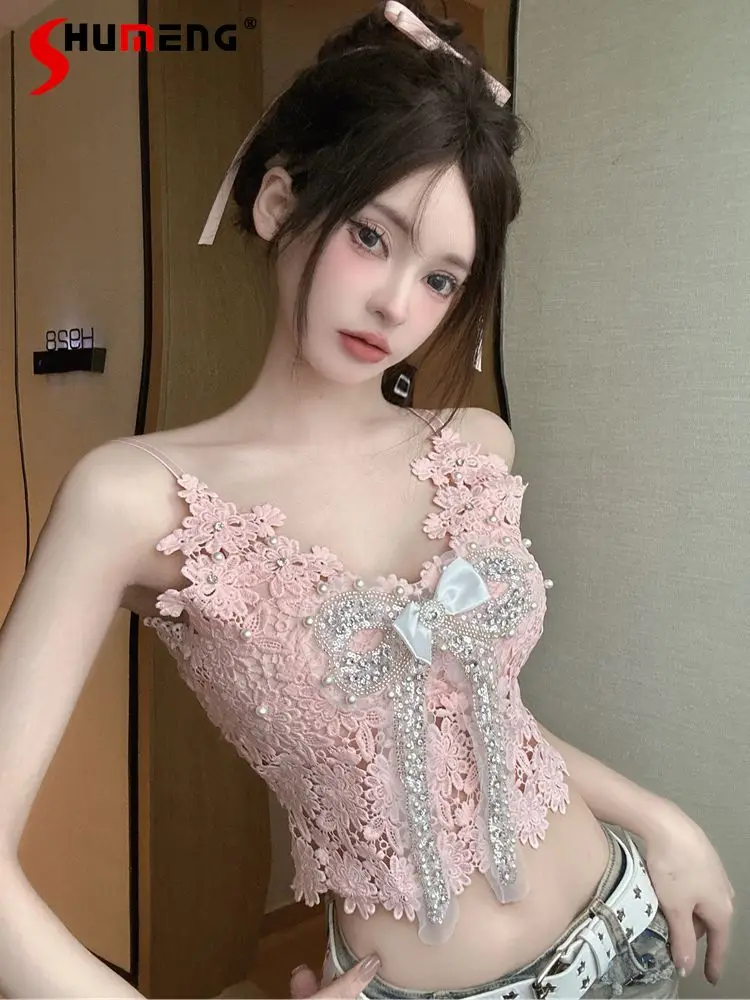 Men's 2025 Summer New Socialite Temperament Tank Tops Trendy Sequined Pearl Bead Crochet Bow Tops Women's Sexy Short Camisole
Men's 2025 Summer New Socialite Temperament Tank Tops Trendy Sequined Pearl Bead Crochet Bow Tops Women's Sexy Short Camisole