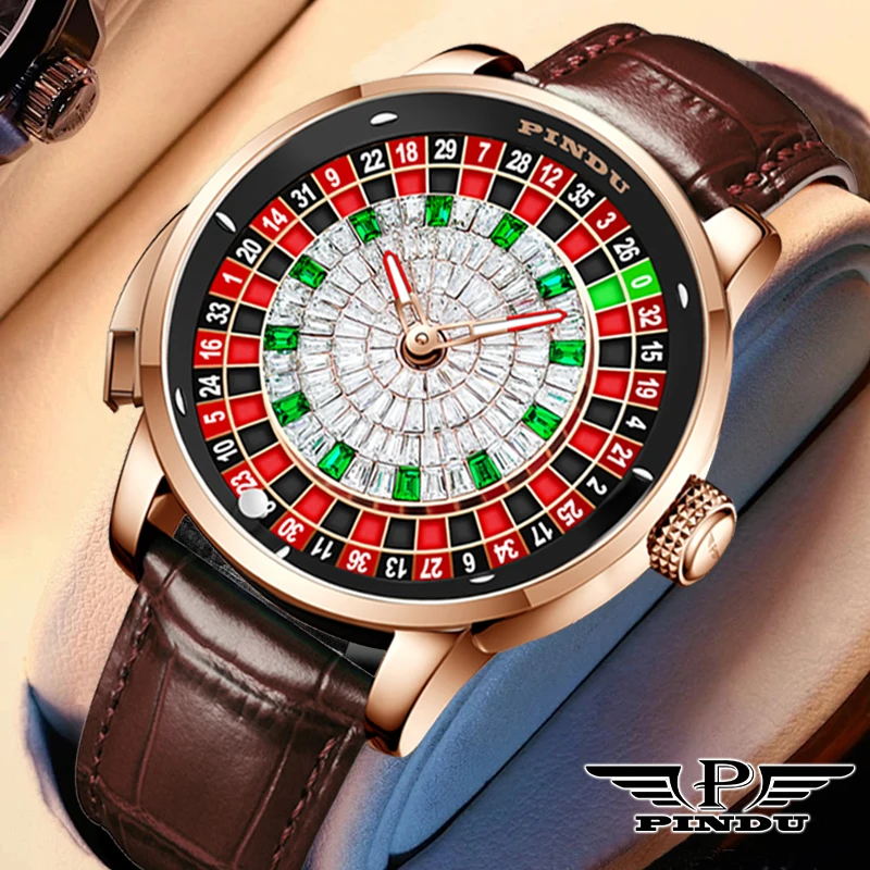 PINDU NEW watch European button roulette entertainment game mechanical watch NH35 Sapphire glass diamond dial leather men watch
PINDU NEW watch European button roulette entertainment game mechanical watch NH35 Sapphire glass diamond dial leather men watch