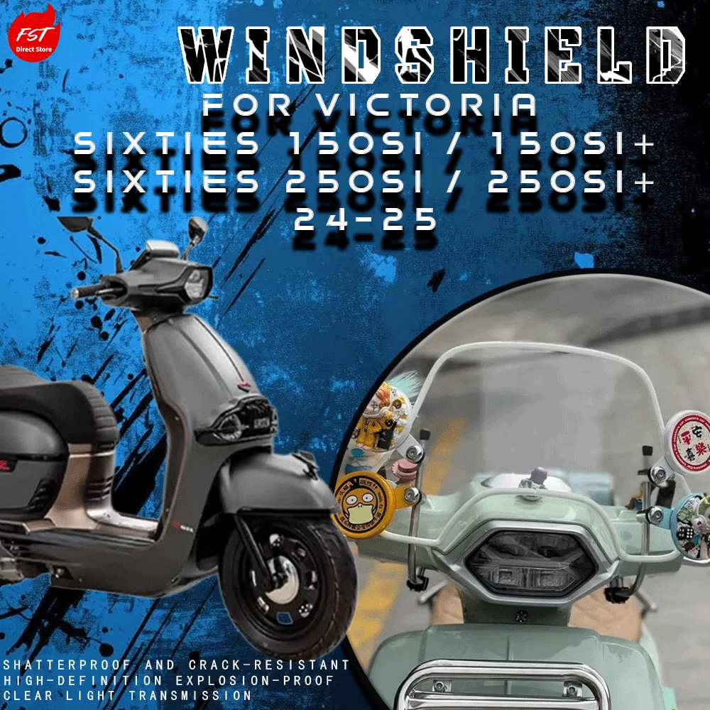 Suitable for 2024 Victoria 150 modified windshield, front windscreen for Victoria 250
Suitable for 2024 Victoria 150 modified windshield, front windscreen for Victoria 250