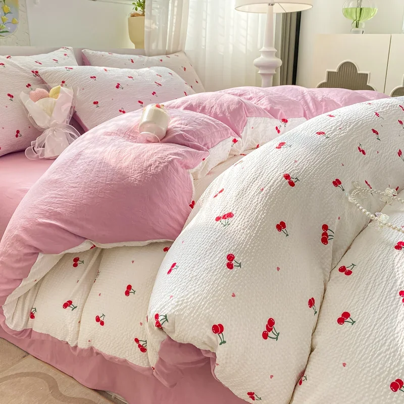Cute Cherry Bedding Set NO Filler INS Duvet Cover Soft Single Double Quilt Cover Sheet Girls Adults Home Textiles Decor Bedroom
Cute Cherry Bedding Set NO Filler INS Duvet Cover Soft Single Double Quilt Cover Sheet Girls Adults Home Textiles Decor Bedroom