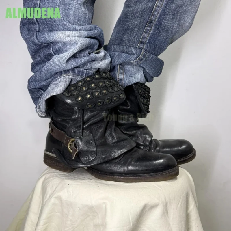 Metalpunk Liuding Short Boots Women's Soft Leather Stacking Boots, Short Tube Boots Thick Heel Knight Boots Retro Vintage Boots
Metalpunk Liuding Short Boots Women's Soft Leather Stacking Boots, Short Tube Boots Thick Heel Knight Boots Retro Vintage Boots