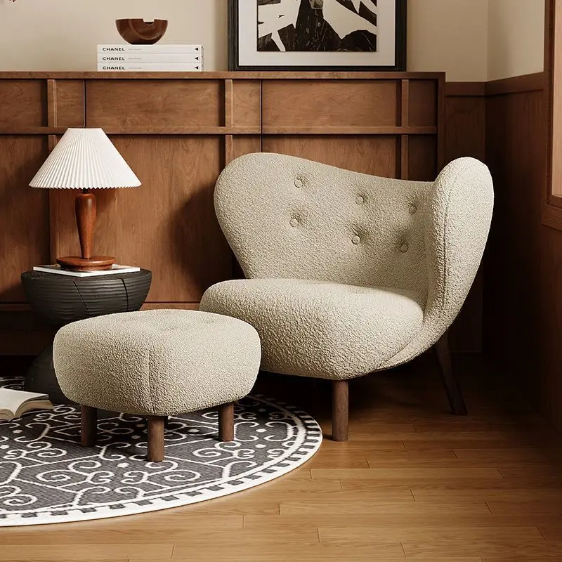 Single sofa chair designer retro casual solid wood lamb wool lazy little Petra French single chair
Single sofa chair designer retro casual solid wood lamb wool lazy little Petra French single chair