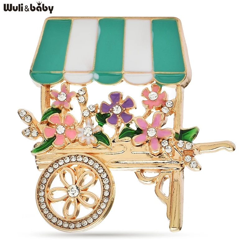 Wuli&baby Lovely Flower Pushcart Brooches Metal Enamel 4-color Cart Brooch For Women's Clothes Backpack Pins Gifts
Wuli&baby Lovely Flower Pushcart Brooches Metal Enamel 4-color Cart Brooch For Women's Clothes Backpack Pins Gifts