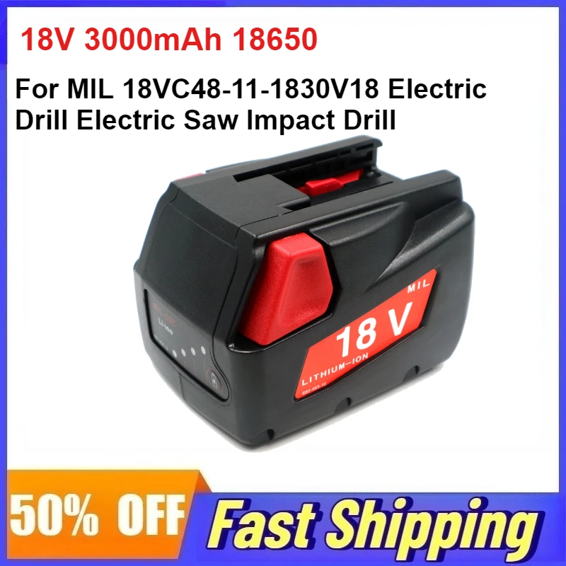 Аккумулятор 18В 3000мАч 18650 для электродрели MIL 18VC48-11-1830V18, электропилы, ударной дрели, перезаряжаемый
Аккумулятор 18В 3000мАч 18650 для электродрели MIL 18VC48-11-1830V18, электропилы, ударной дрели, перезаряжаемый