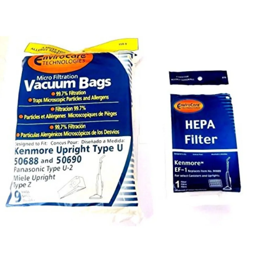 Replacement Vacuum Bags designed to fit Kenmore Uprights 50688 and 50690, Panasonic Type U-2 Uprights 9 Bags and 1 EF-1 HEPA Fi
Replacement Vacuum Bags designed to fit Kenmore Uprights 50688 and 50690, Panasonic Type U-2 Uprights 9 Bags and 1 EF-1 HEPA Fi