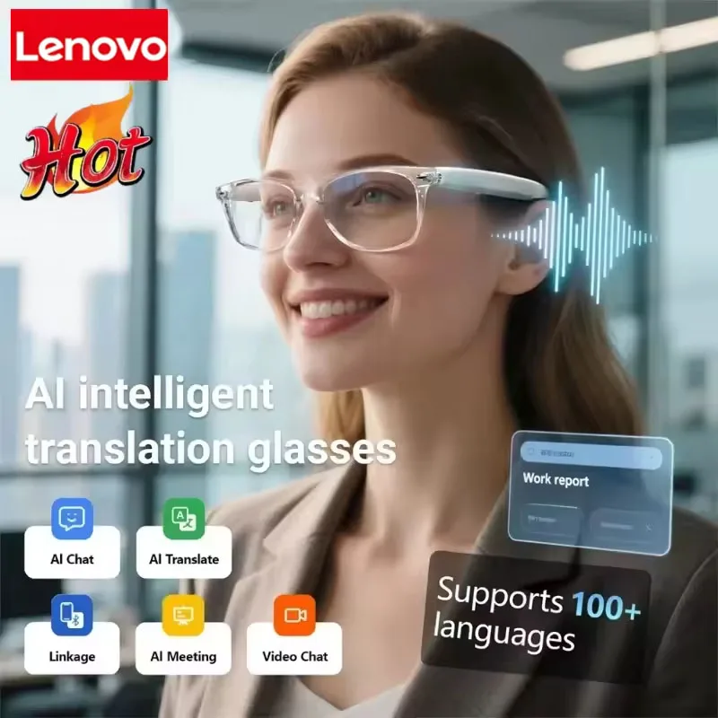 Lenovo AI Smart Glasses AI Translation 100+ Languages Make Receive Calls Music Calling Noise Reduction Light BT TWS Glasses
Lenovo AI Smart Glasses AI Translation 100+ Languages Make Receive Calls Music Calling Noise Reduction Light BT TWS Glasses