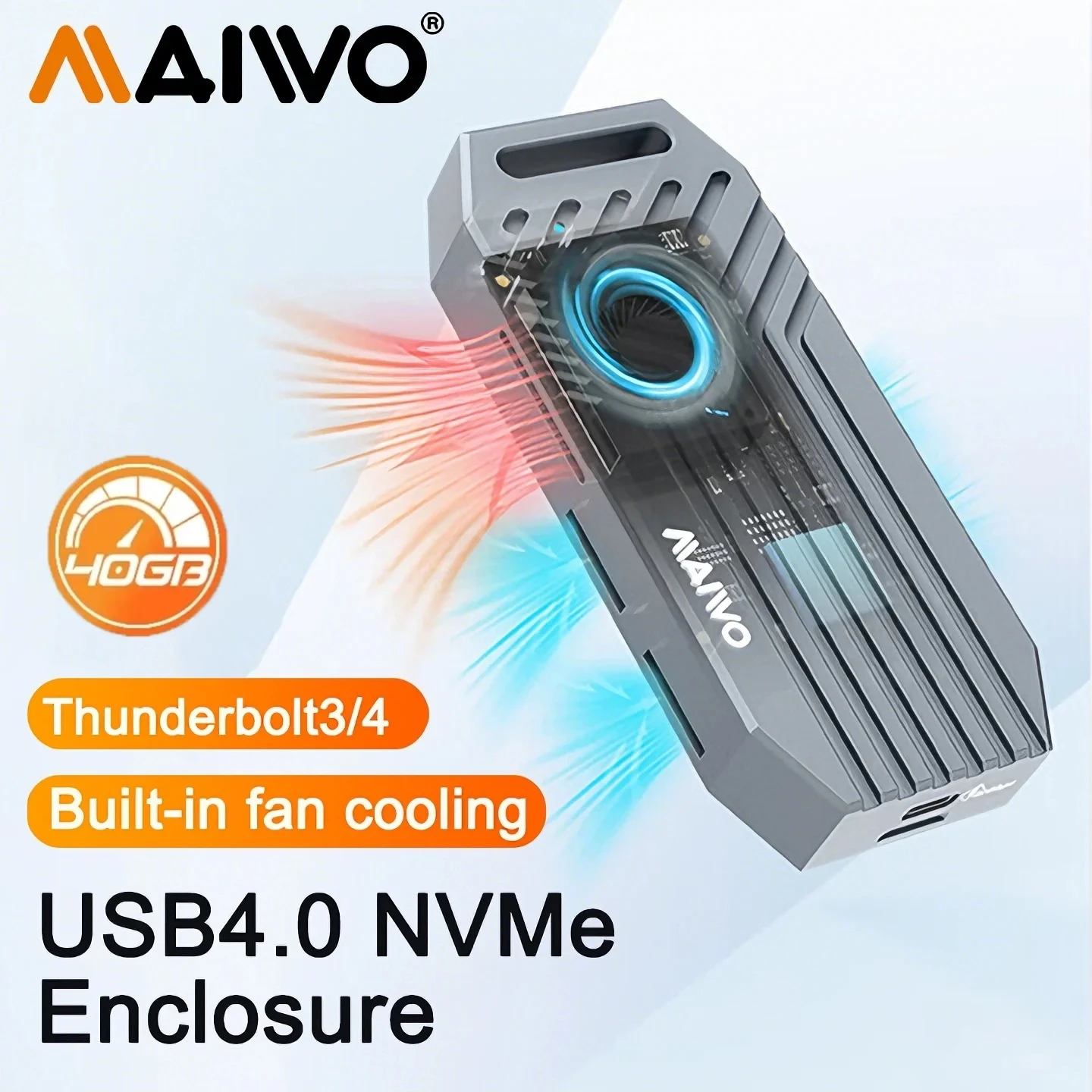 MAIWO USB4.0 NVMe SSD Enclosure 40Gbps M.2 NVMe Aluminum Case for 2280 M-Key Compatible with Thunderbolt 4/3 Buit-in Fan Cooling
MAIWO USB4.0 NVMe SSD Enclosure 40Gbps M.2 NVMe Aluminum Case for 2280 M-Key Compatible with Thunderbolt 4/3 Buit-in Fan Cooling