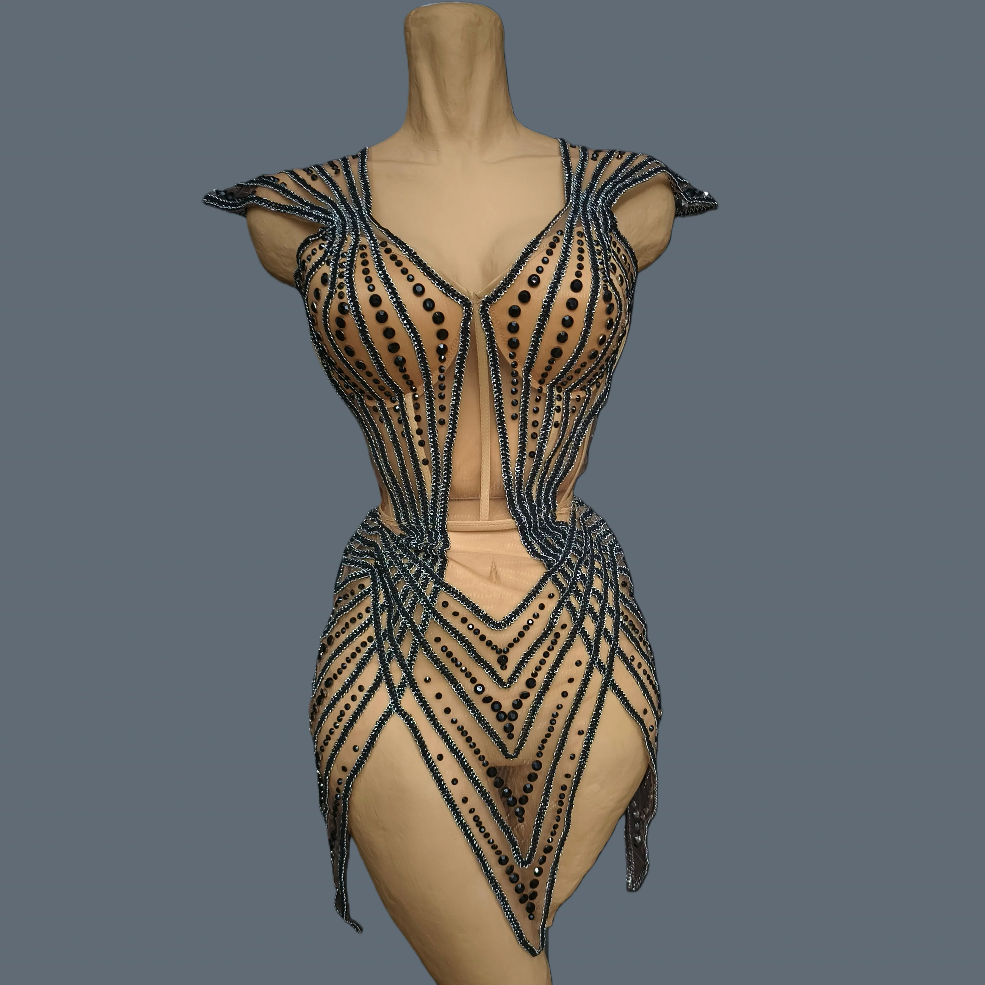 Nightclub Party See Through Mesh Stage Show Wear Showgirl Dance Wear Black Rhinestone Drag Queen Performer Party Outfit Jianrui
Nightclub Party See Through Mesh Stage Show Wear Showgirl Dance Wear Black Rhinestone Drag Queen Performer Party Outfit Jianrui