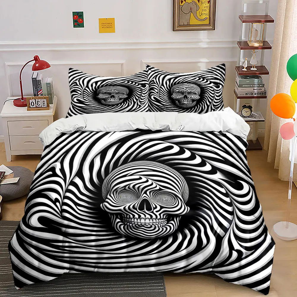 Skull in Black and White Swirls Pattern Duvet Cover Set Digital Print Colorful Polyester Bedding with Zipper Closur for gifts
Skull in Black and White Swirls Pattern Duvet Cover Set Digital Print Colorful Polyester Bedding with Zipper Closur for gifts