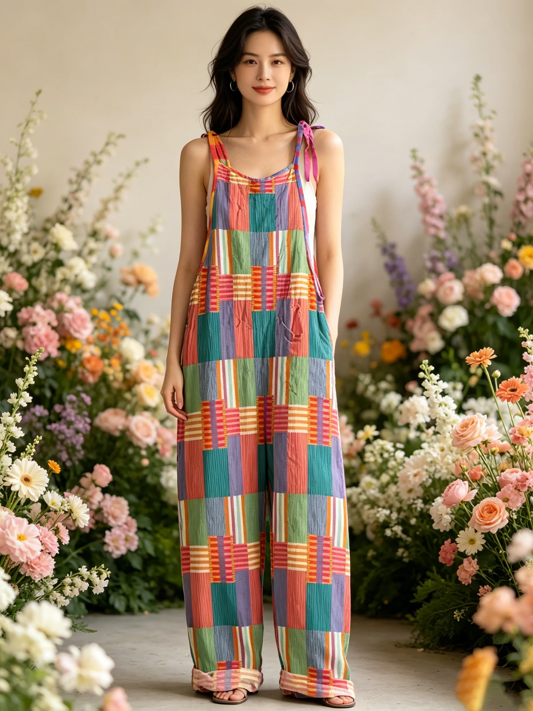 2026 Women's new color long grid printed comfortable jumpsuit, off shoulder sleeveless loose lantern pants casual wear
2026 Women's new color long grid printed comfortable jumpsuit, off shoulder sleeveless loose lantern pants casual wear