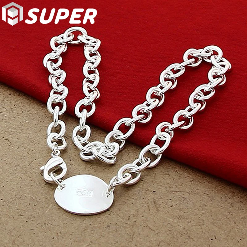 925 Sterling Silver 18 Inch Chain Oval Round Pendant Necklace For Women Wedding Engagement Fashion Jewelry
925 Sterling Silver 18 Inch Chain Oval Round Pendant Necklace For Women Wedding Engagement Fashion Jewelry