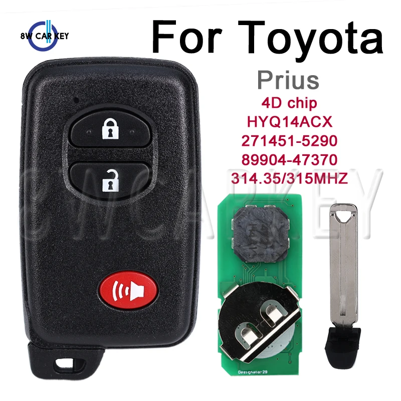 Car Remote Key Fob for Toyota Venza Prius Board 271451-5290 89904-47370 FCC ID HYQ14ACX 314.35/315MHz with 4D Chip
Car Remote Key Fob for Toyota Venza Prius Board 271451-5290 89904-47370 FCC ID HYQ14ACX 314.35/315MHz with 4D Chip