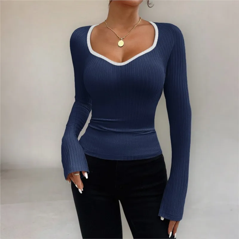 Women's Solid Color Long Sleeved Irregular Collar Y2k Spicy Girl Lining Women's T-shirt Women's 2025 Autumn And Winter Bluey
Women's Solid Color Long Sleeved Irregular Collar Y2k Spicy Girl Lining Women's T-shirt Women's 2025 Autumn And Winter Bluey