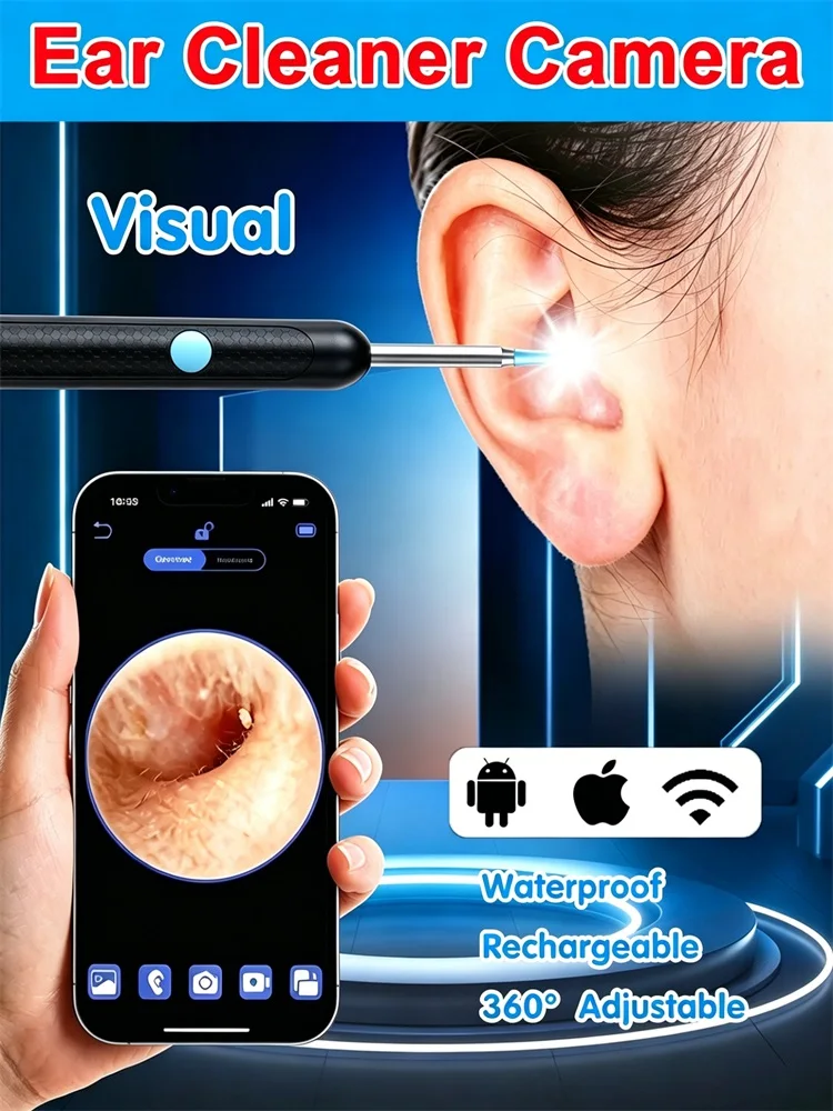 Upgraded Visual Ear Cleaner Camera Safe Earwax Remover HD Wireless Flexible Otoscope Ear Cleaning Tools Ear Care
Upgraded Visual Ear Cleaner Camera Safe Earwax Remover HD Wireless Flexible Otoscope Ear Cleaning Tools Ear Care