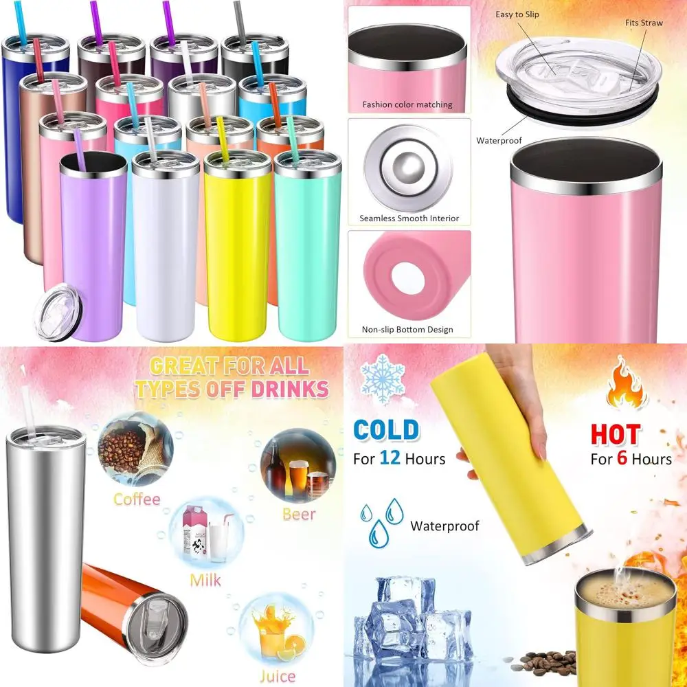 20 oz Insulated Stainless Steel Tumblers Set with Lids, Slim Double Wall Vacuum Cups for Travel, Suitable for Hot or Cold Drinks
20 oz Insulated Stainless Steel Tumblers Set with Lids, Slim Double Wall Vacuum Cups for Travel, Suitable for Hot or Cold Drinks