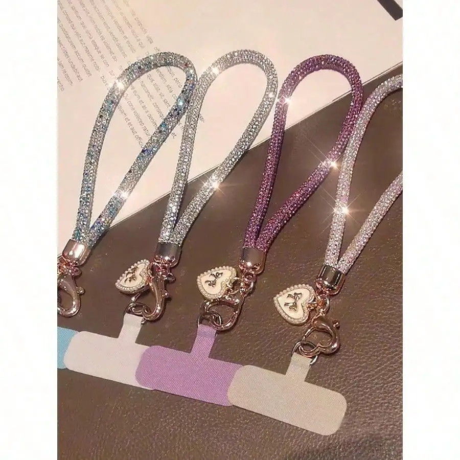 Luxury Rhinestone Phone Lanyard, Wrist Strap Accessory, Short Chic Butterfly & Heart Charm Pendant Bracelet
Luxury Rhinestone Phone Lanyard, Wrist Strap Accessory, Short Chic Butterfly & Heart Charm Pendant Bracelet