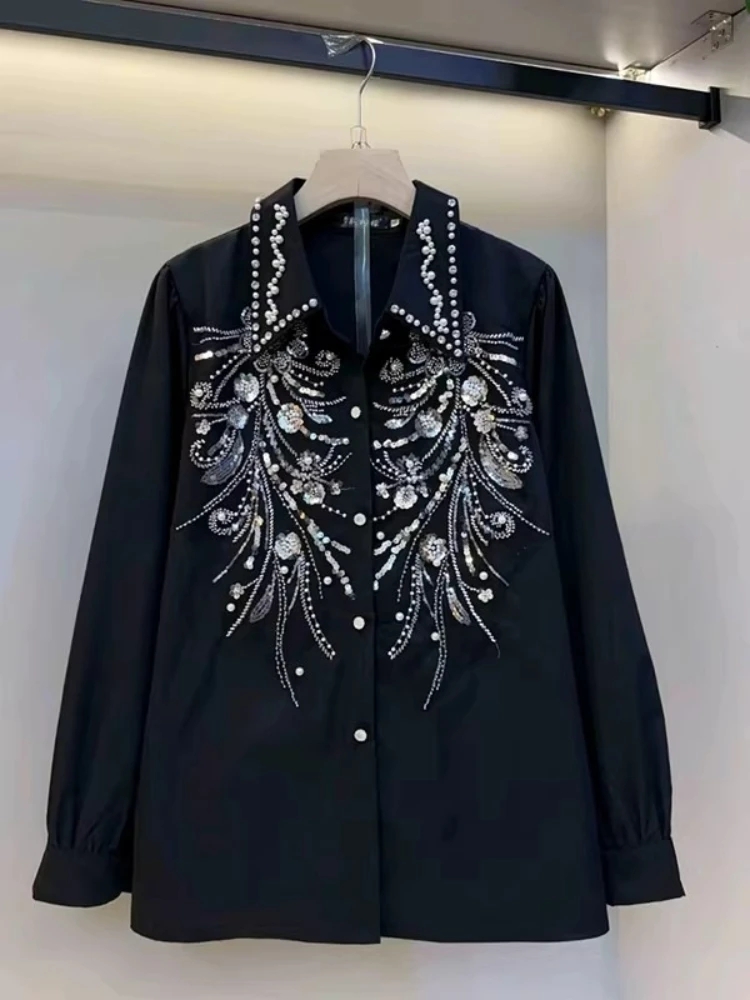 Solid Color Shirt Plus-Size Women Clothing 2026 New High-Quality Beaded Sequin Patchwork Long-Sleeve Top Korean Ins Loose Blouse
Solid Color Shirt Plus-Size Women Clothing 2026 New High-Quality Beaded Sequin Patchwork Long-Sleeve Top Korean Ins Loose Blouse