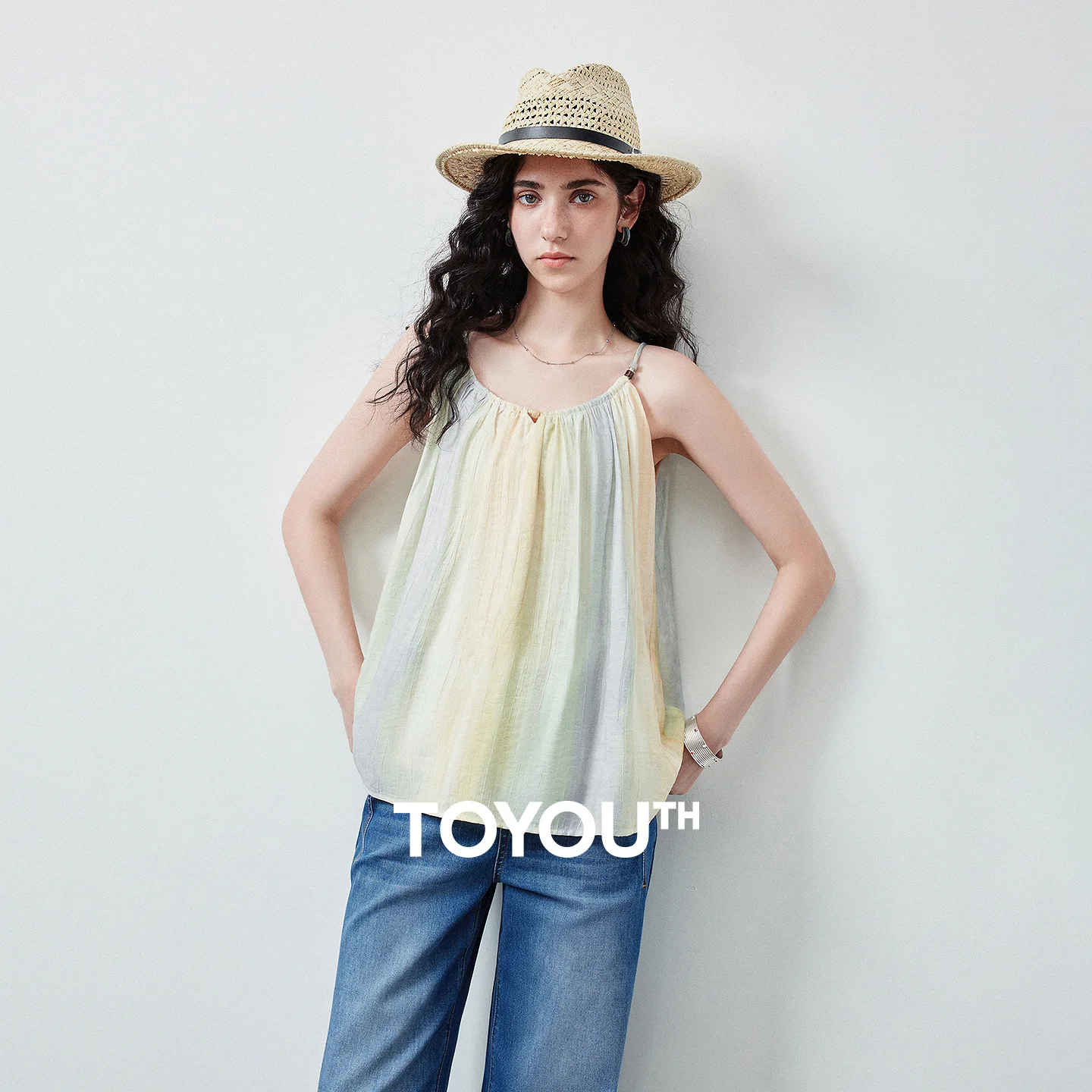 TOYOUTH Women Camisole Blouse Summer 2026 Airy Light Green Gradient Vacation Style
TOYOUTH Women Camisole Blouse Summer 2026 Airy Light Green Gradient Vacation Style