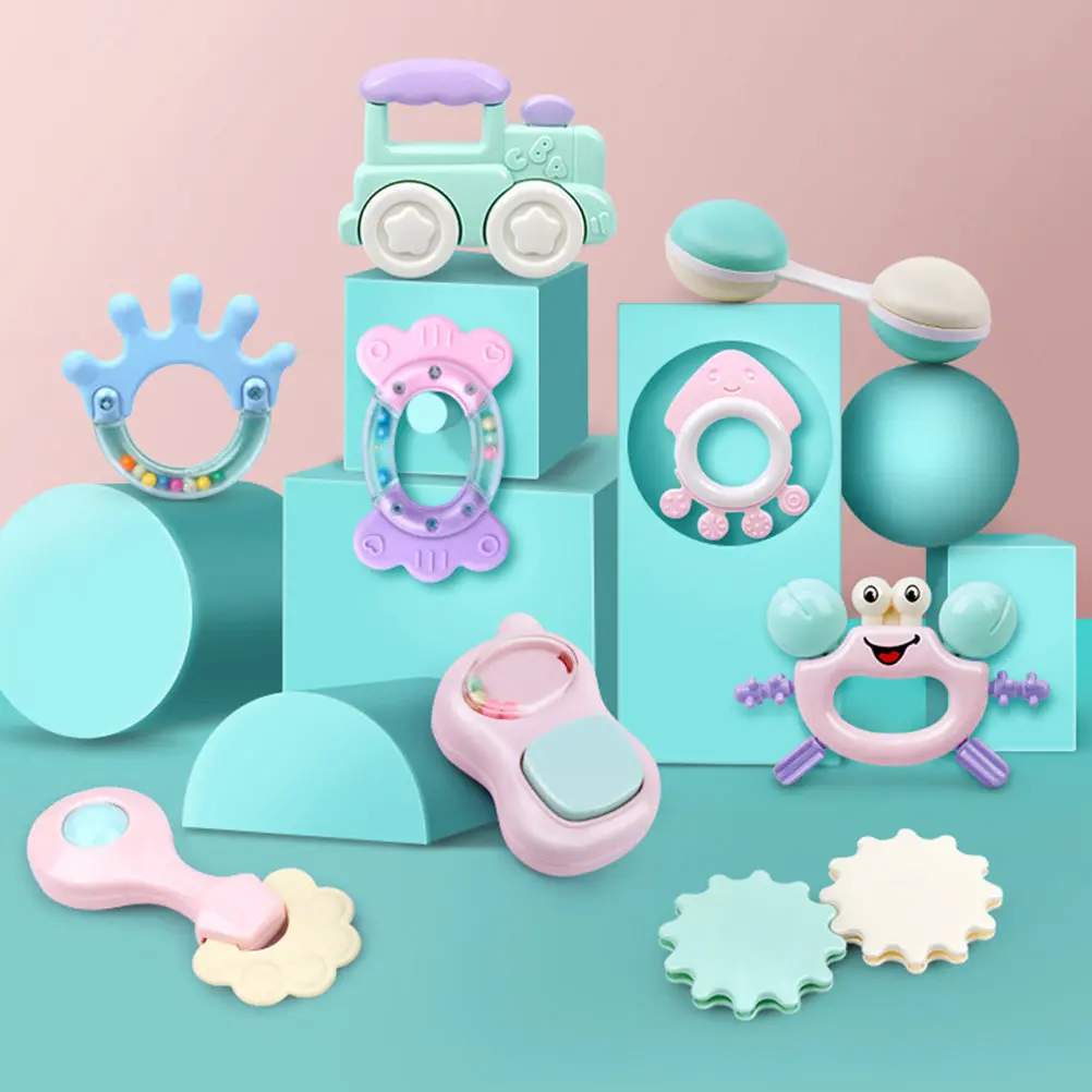 12Pcs Handbell Teethers Assorted Shapes Baby Molar Rattles Early Development Gum Massage for Newborn Infants Toddlers
12Pcs Handbell Teethers Assorted Shapes Baby Molar Rattles Early Development Gum Massage for Newborn Infants Toddlers