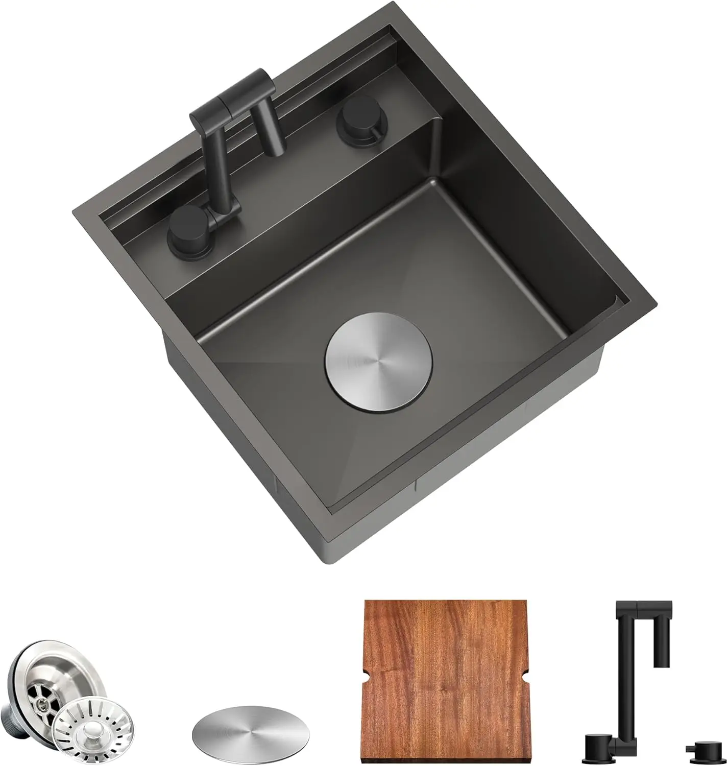 TORVA RV Kitchen Sink, 16 x 17 x 9 Inch Undermount Bar Sink 16 Gauge Stainless Steel Single Bowl Workstation Sink with Faucet Cu
TORVA RV Kitchen Sink, 16 x 17 x 9 Inch Undermount Bar Sink 16 Gauge Stainless Steel Single Bowl Workstation Sink with Faucet Cu