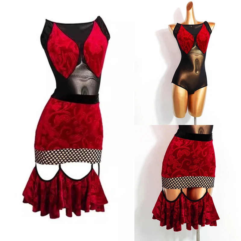 Latin Dance Costumes Women Black Red Dance Suit Adult Cha Cha Tango Dancing Show Performance Outfit Hollow Out Skirt Set VDL1596
Latin Dance Costumes Women Black Red Dance Suit Adult Cha Cha Tango Dancing Show Performance Outfit Hollow Out Skirt Set VDL1596