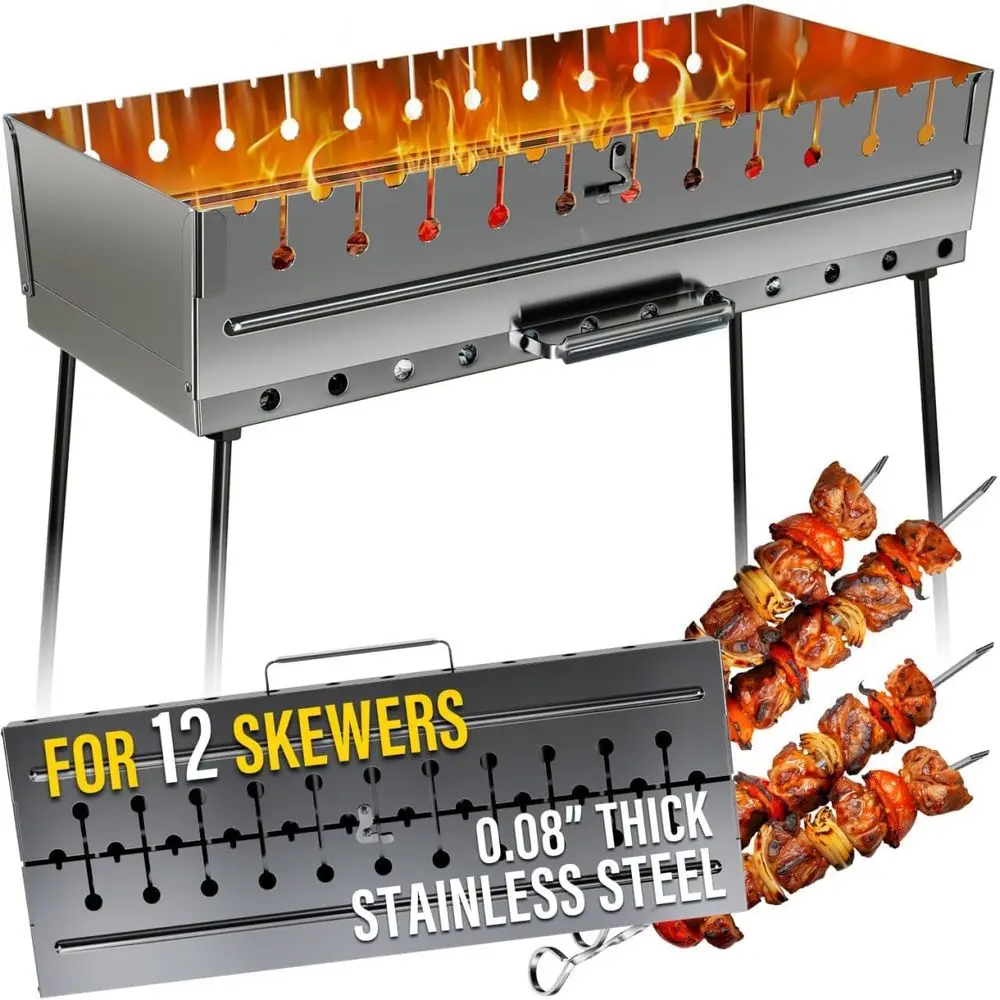 Charcoal Grill for 12 Skewers – Portable BBQ 24.80×9.45×24.80 – Foldable Kabob Mangal – Heavy-Duty Rustproof Grill for Outdoor N
Charcoal Grill for 12 Skewers – Portable BBQ 24.80×9.45×24.80 – Foldable Kabob Mangal – Heavy-Duty Rustproof Grill for Outdoor N