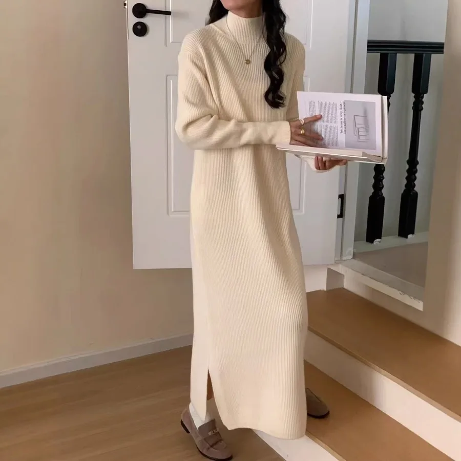 【New style】New style long loose, lazy, thick knitted wool dress, side split, long sleeve, loose style
【New style】New style long loose, lazy, thick knitted wool dress, side split, long sleeve, loose style