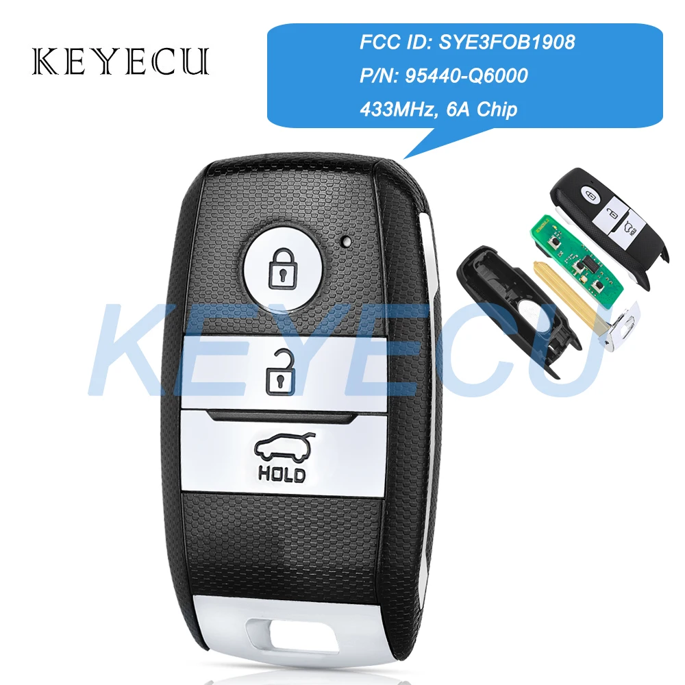 Keyecu FCC ID: SYE3FOB1908 95440-Q6000 433 МГц, 6 А, умный дистанционный автомобильный брелок с 3 кнопками для Kia Seltos 2020 2021 2022
Keyecu FCC ID: SYE3FOB1908 95440-Q6000 433 МГц, 6 А, умный дистанционный автомобильный брелок с 3 кнопками для Kia Seltos 2020 2021 2022