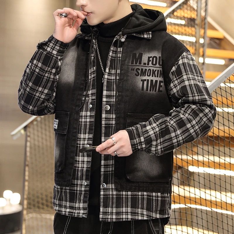 High Quality Men's Hooded Denim Jackets 2025 Spring Autumn Casual Loose Cotton Jeans Hip Hop Streetwear Harajuku Tops Plaid Coat
High Quality Men's Hooded Denim Jackets 2025 Spring Autumn Casual Loose Cotton Jeans Hip Hop Streetwear Harajuku Tops Plaid Coat
