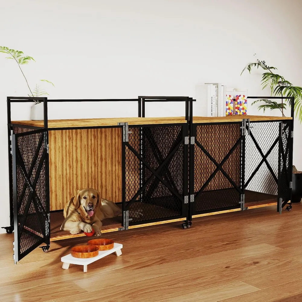 2 PCS Dog Crate Furniture for Medium Large Dogs, 41'' Wooden Dog Kennel Indoor End Table with Lockable Wheels, Heavy Duty Dog Ca
2 PCS Dog Crate Furniture for Medium Large Dogs, 41'' Wooden Dog Kennel Indoor End Table with Lockable Wheels, Heavy Duty Dog Ca