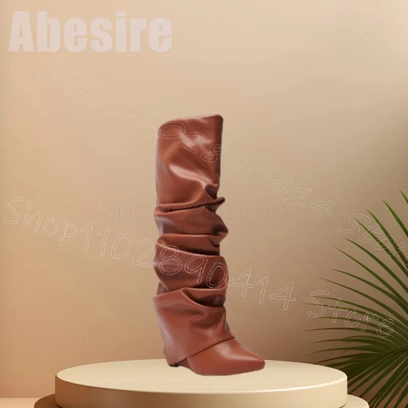 Brown Pleated Design Wedges Heel Boots Slip On Women Shoes Pointed Toe New Fashion Party Banquet Dating 2025 Zapatos Para Mujere
Brown Pleated Design Wedges Heel Boots Slip On Women Shoes Pointed Toe New Fashion Party Banquet Dating 2025 Zapatos Para Mujere