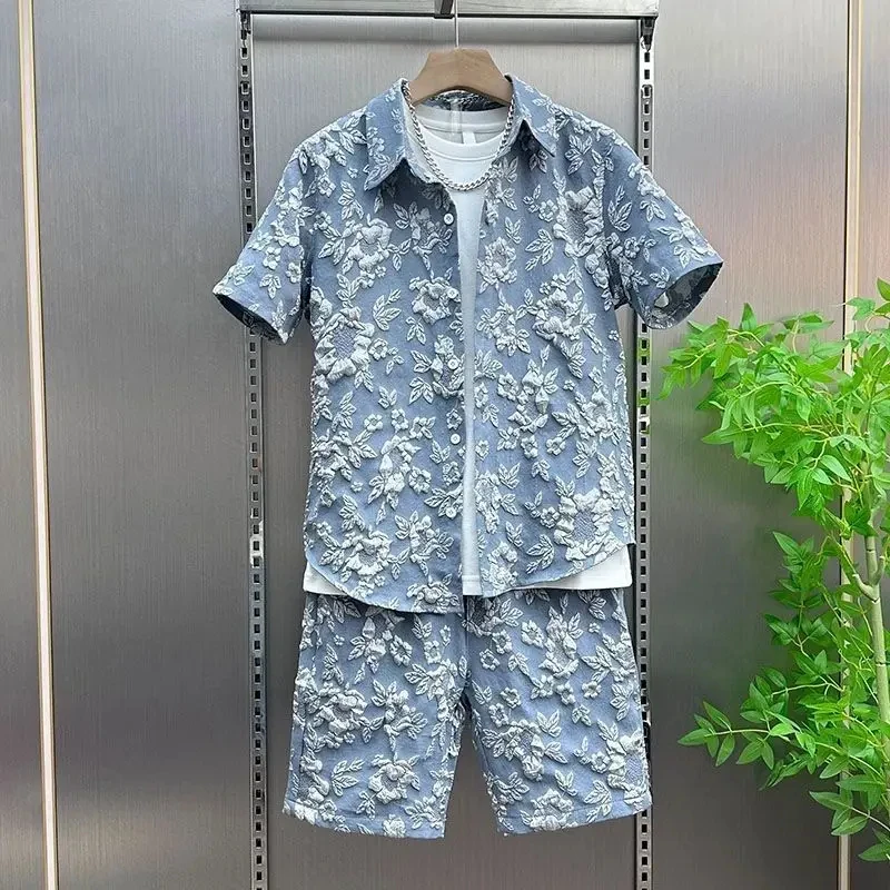 2026 New Men Summer Floral Embossed Embroidery Casual Set Button Short Sleeve Shirt Shorts Street Sport 2PCS Outfit
2026 New Men Summer Floral Embossed Embroidery Casual Set Button Short Sleeve Shirt Shorts Street Sport 2PCS Outfit