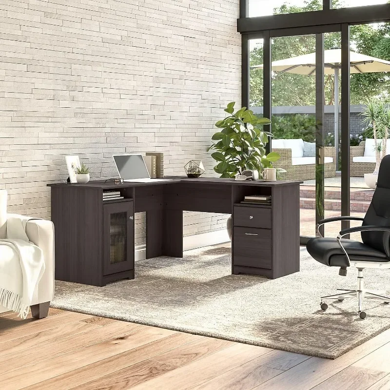 Cabot L Shaped Computer Desk in Heather Gray | Corner Table with Drawers for Home Office
Cabot L Shaped Computer Desk in Heather Gray | Corner Table with Drawers for Home Office