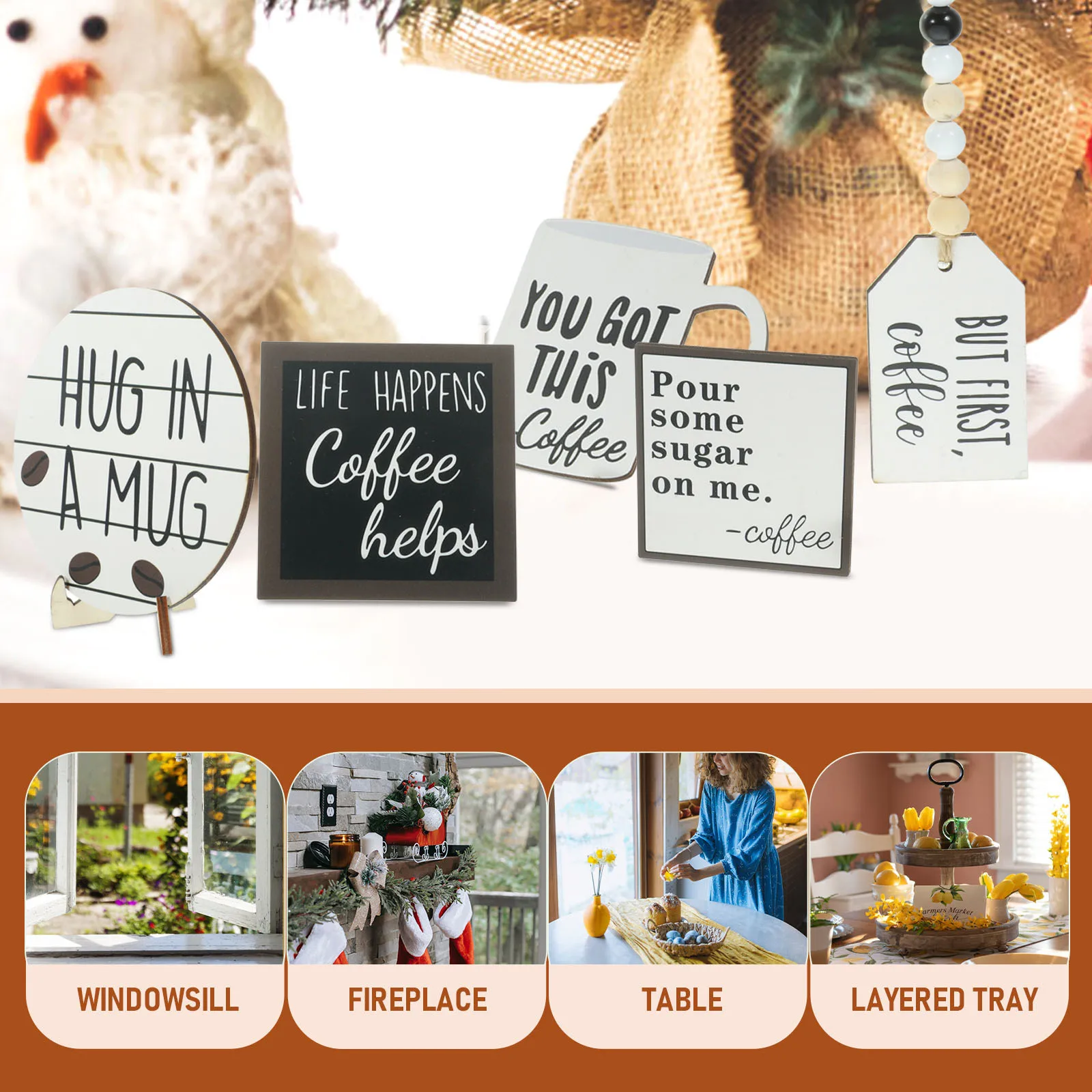 1Set Rustic Coffee Tiered Tray Decor Wood Farmhouse Ornament with Hemp Rope Hanging Kitchen Decor Island Centerpiece
1Set Rustic Coffee Tiered Tray Decor Wood Farmhouse Ornament with Hemp Rope Hanging Kitchen Decor Island Centerpiece