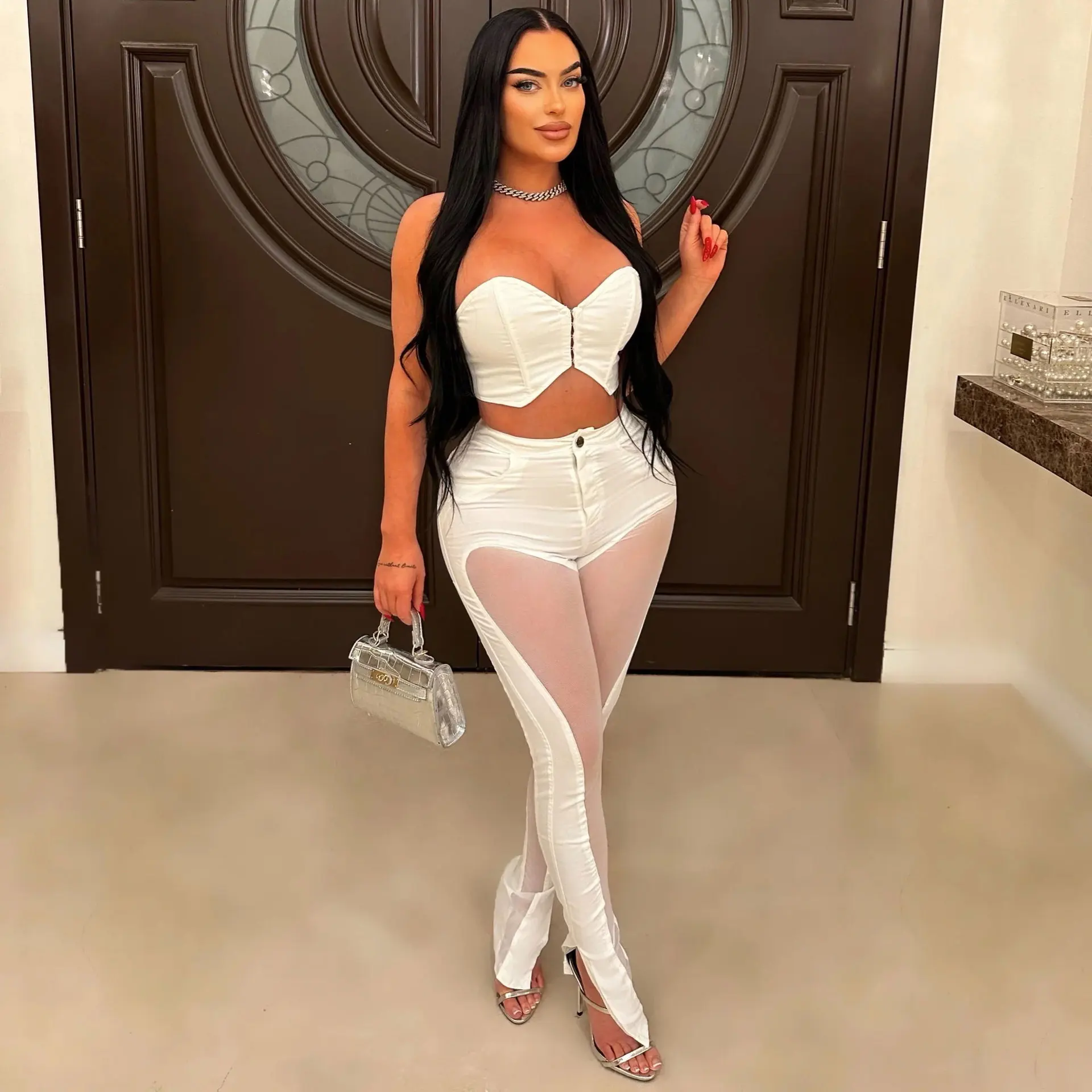 2 Piece Set Women Summer Explosions sexy European tube top gauze waist two-piece trousers Female Party Coordinate Outfits
2 Piece Set Women Summer Explosions sexy European tube top gauze waist two-piece trousers Female Party Coordinate Outfits