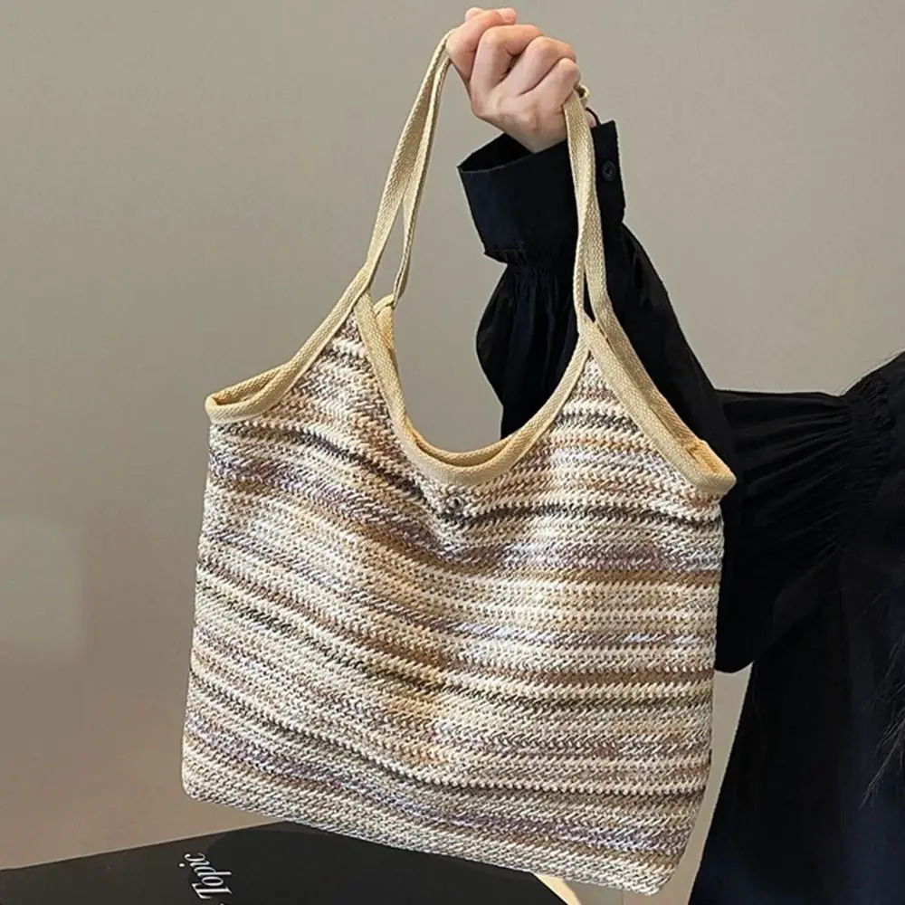 Large Capacity Underarm Tote Bag Rainbow Stripe Striped Design Women's Crochet Shoulder Bag with Buckle INS Casual Handbag Beach
Large Capacity Underarm Tote Bag Rainbow Stripe Striped Design Women's Crochet Shoulder Bag with Buckle INS Casual Handbag Beach