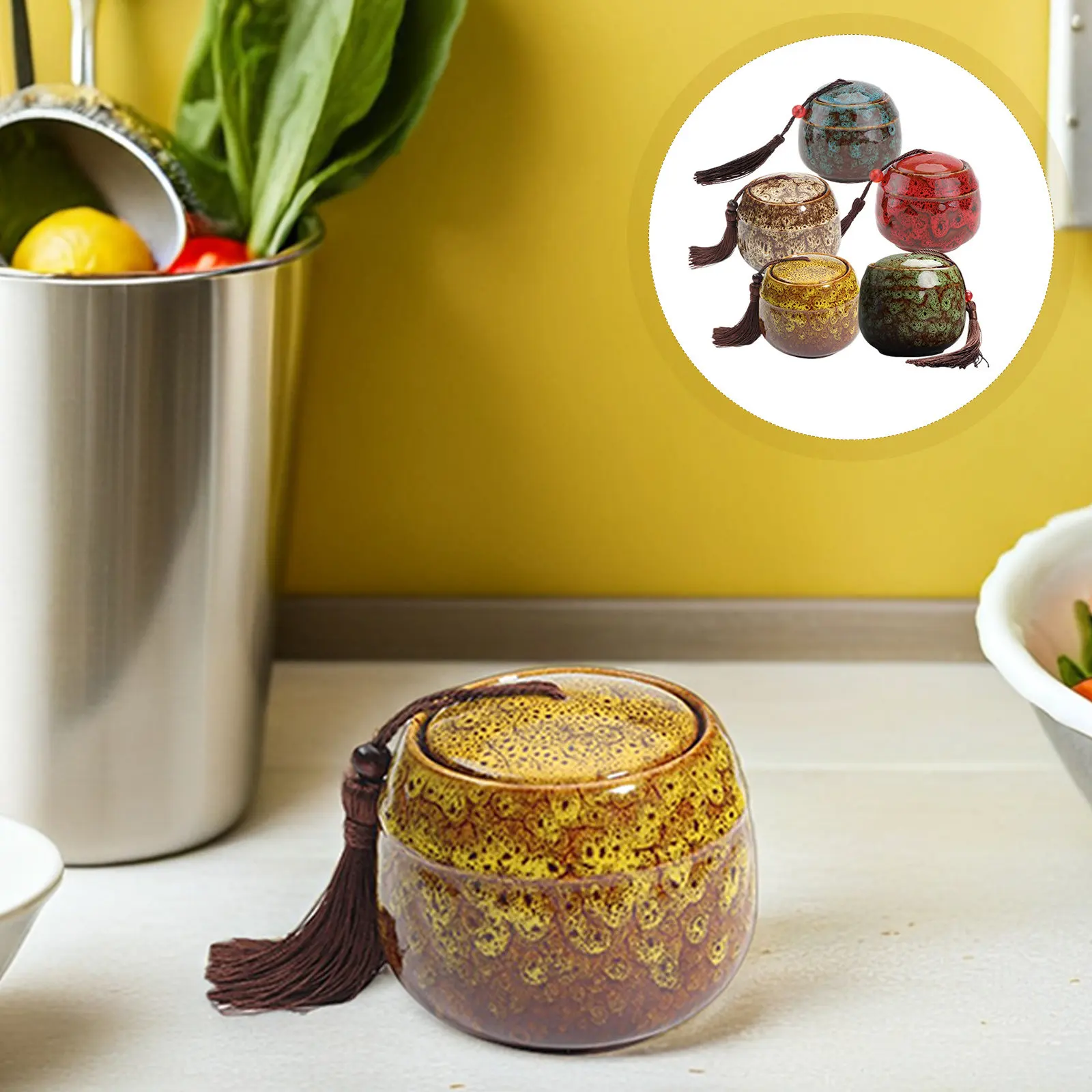 5Pcs Ceramic Tea Leaf Jars Sealed Storage Containers Airtight Canisters for Tea Candy Coffee Powder Kitchen Ceramic Storage Jars
5Pcs Ceramic Tea Leaf Jars Sealed Storage Containers Airtight Canisters for Tea Candy Coffee Powder Kitchen Ceramic Storage Jars